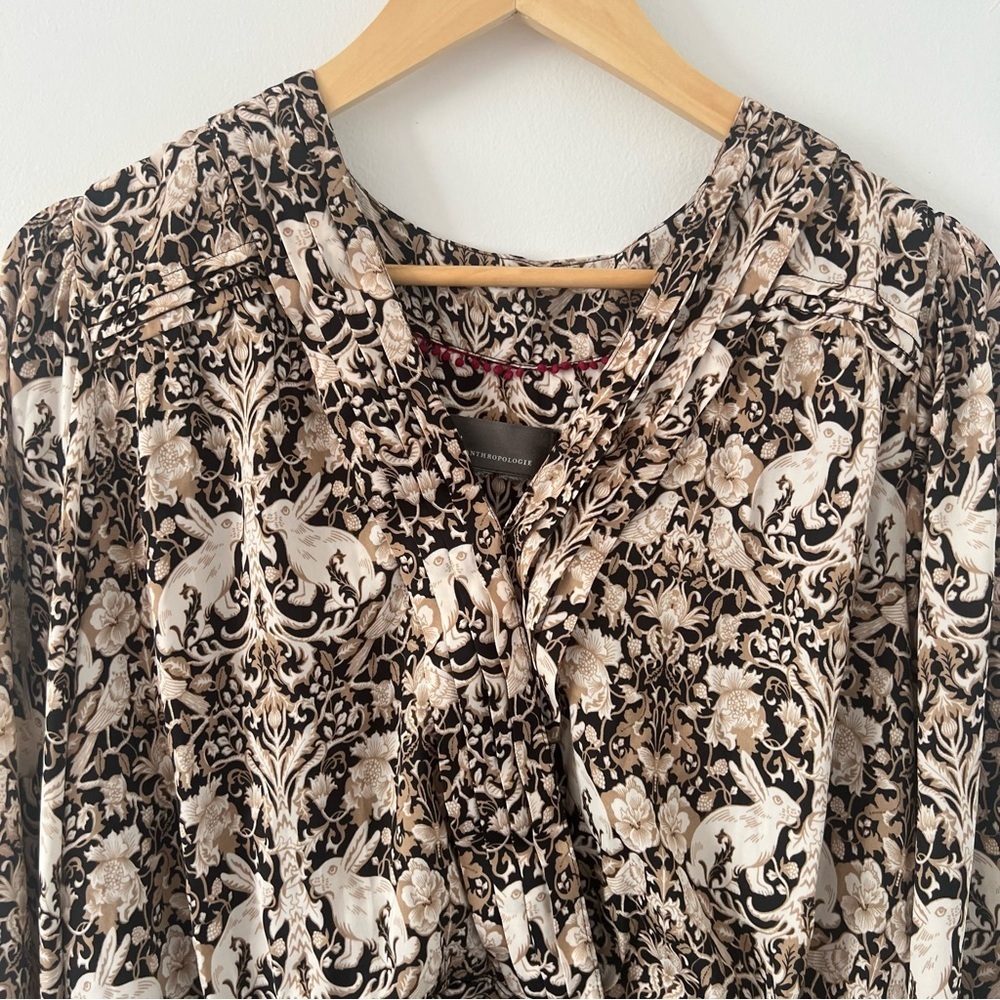 Anthropologie Boho Rabbit Floral Blouse – Smocked Waist M - Picture 4 of 14